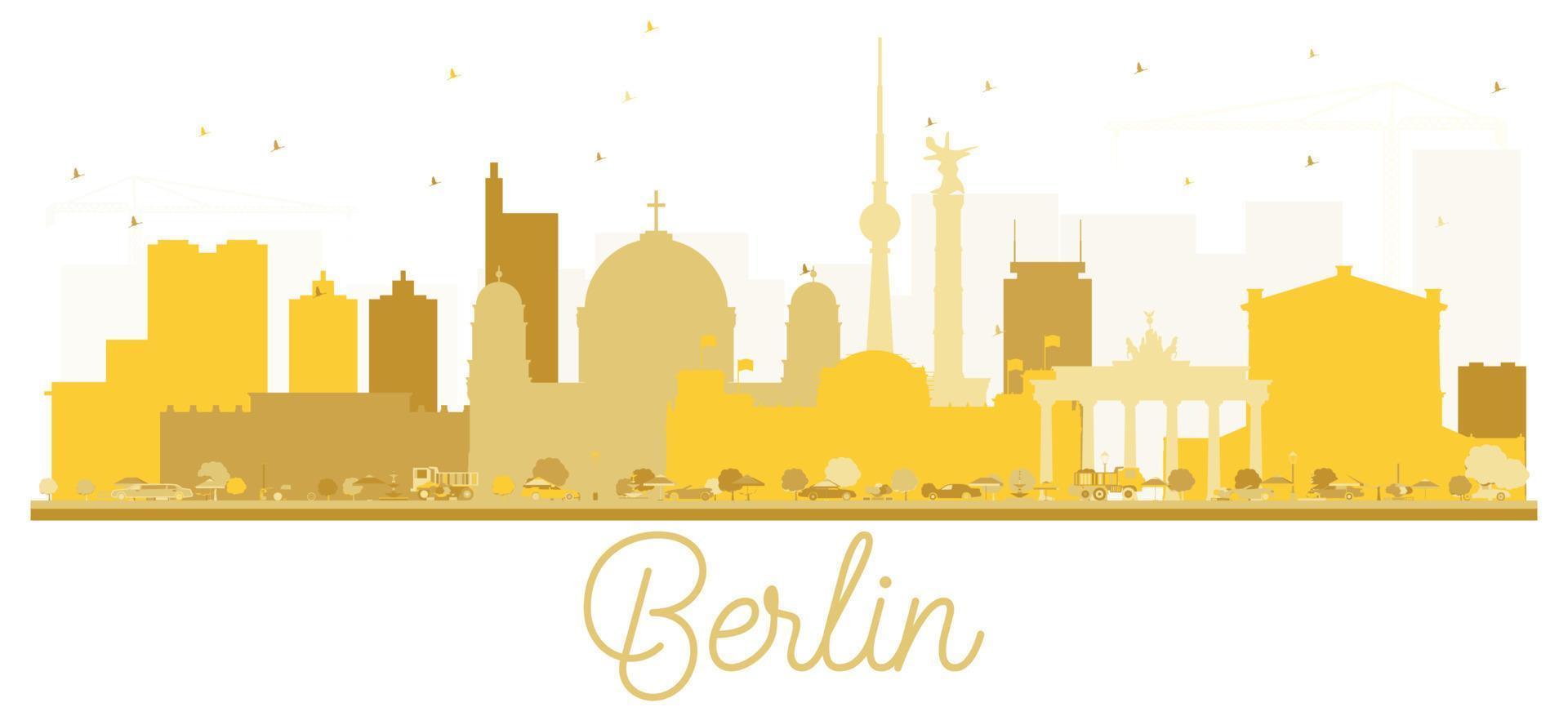 silueta dorada del horizonte de la ciudad de berlín alemania. vector