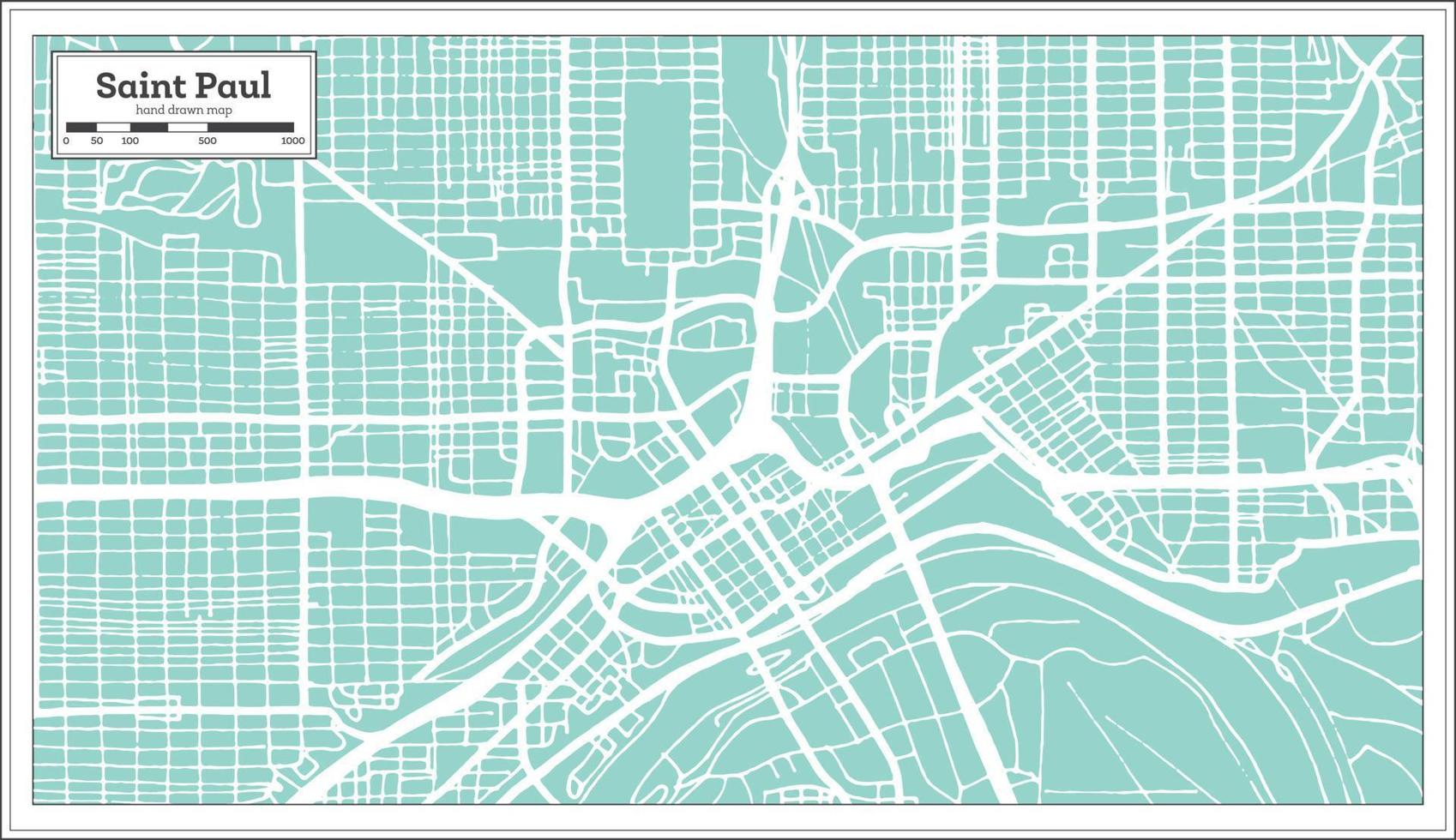 Saint Paul Minnesota USA City Map in Retro Style. Outline Map. vector