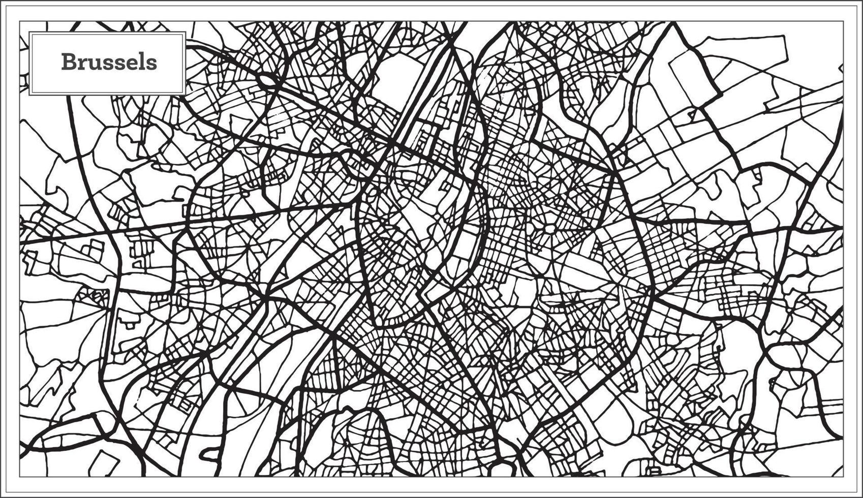 mapa de bruselas bélgica en color blanco y negro. vector