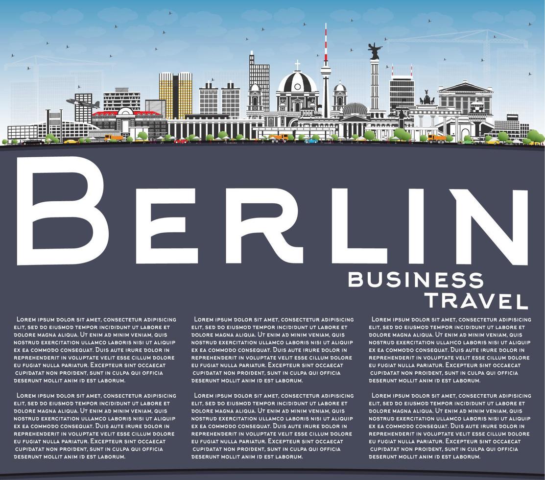 Berlin Germany Skyline with Gray Buildings, Blue Sky and Copy Space. vector