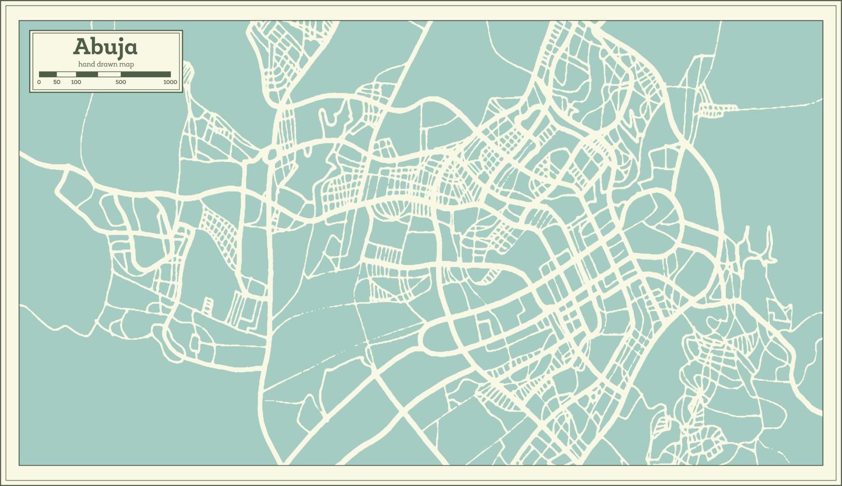 mapa de la ciudad de abuja nigeria en estilo retro. esquema del mapa. vector