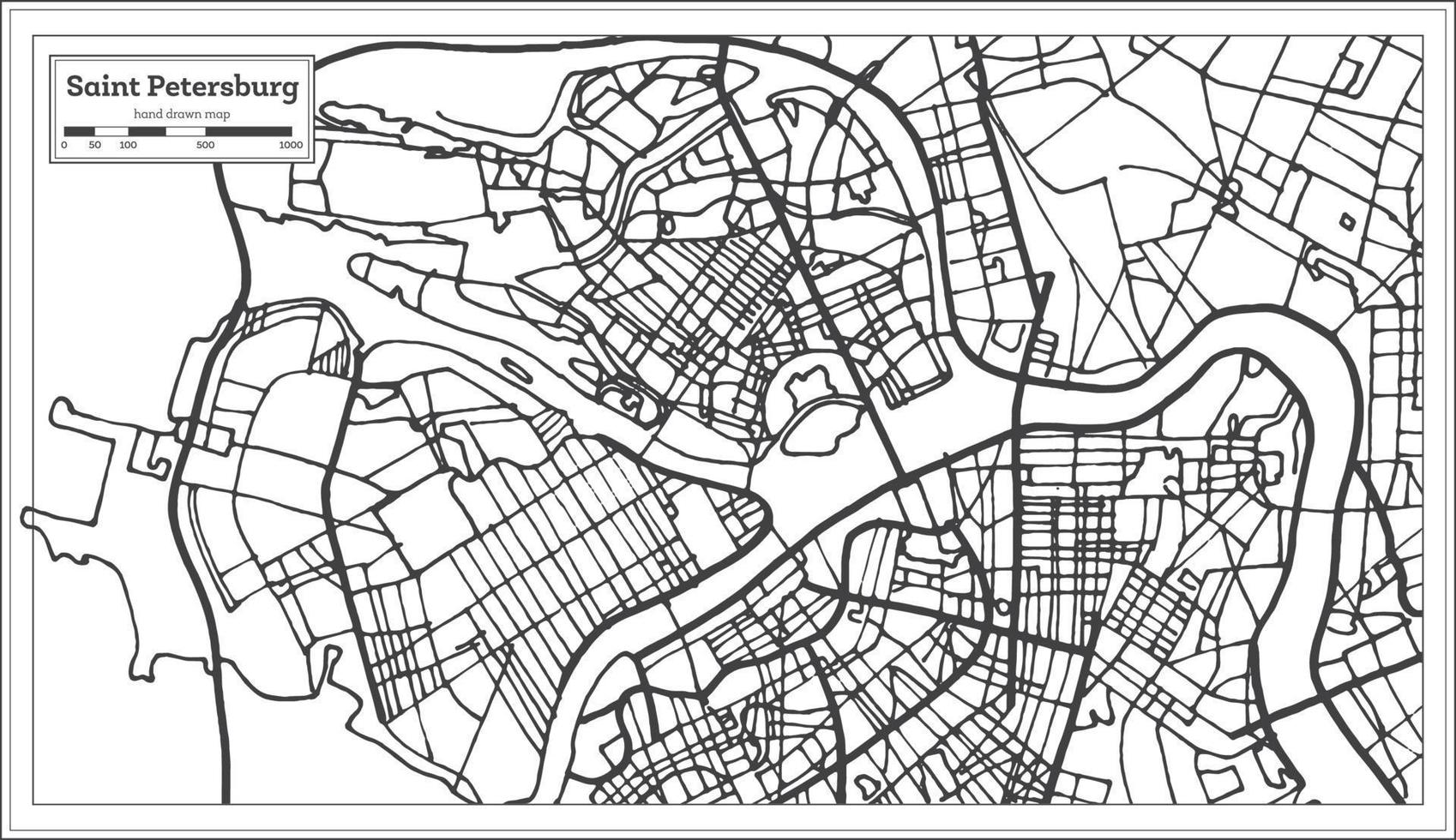 mapa de la ciudad de san petersburgo rusia en estilo retro. esquema del mapa. vector