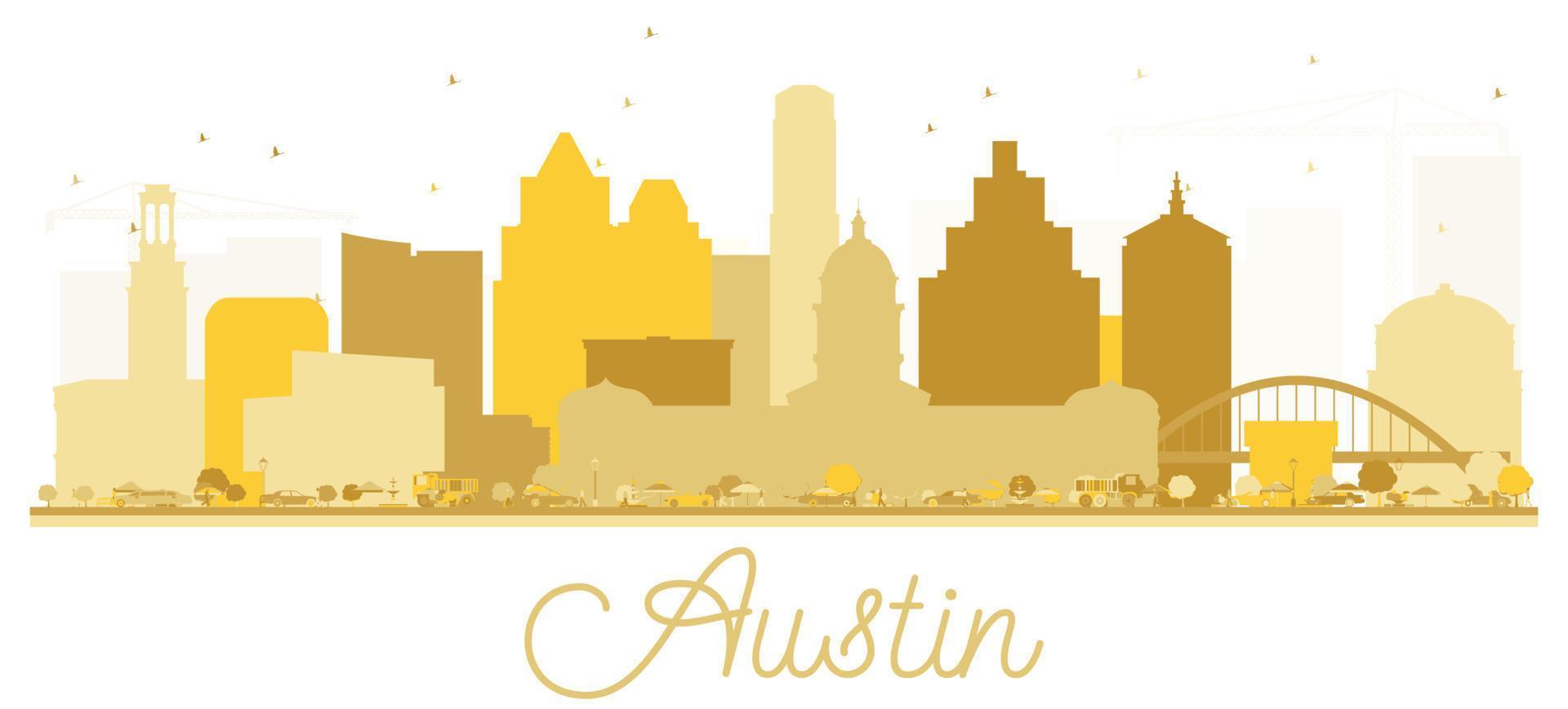Austin Texas USA City skyline golden silhouette. vector