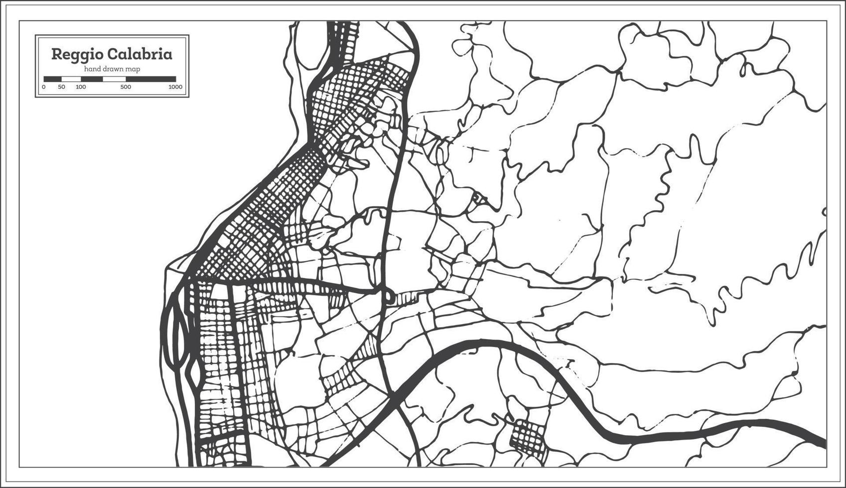 mapa de la ciudad de reggio calabria italia en estilo retro. esquema del mapa. vector