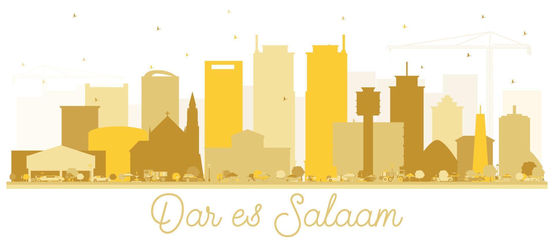 Dar Es Salaam Tanzania Skyline Golden Silhouette. vector