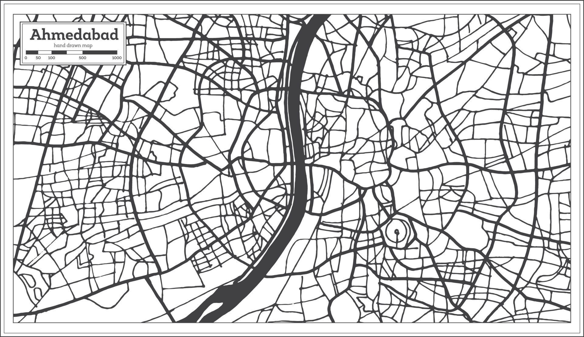 Ahmedabad India City Map in Retro Style. Outline Map. 17032310 Vector