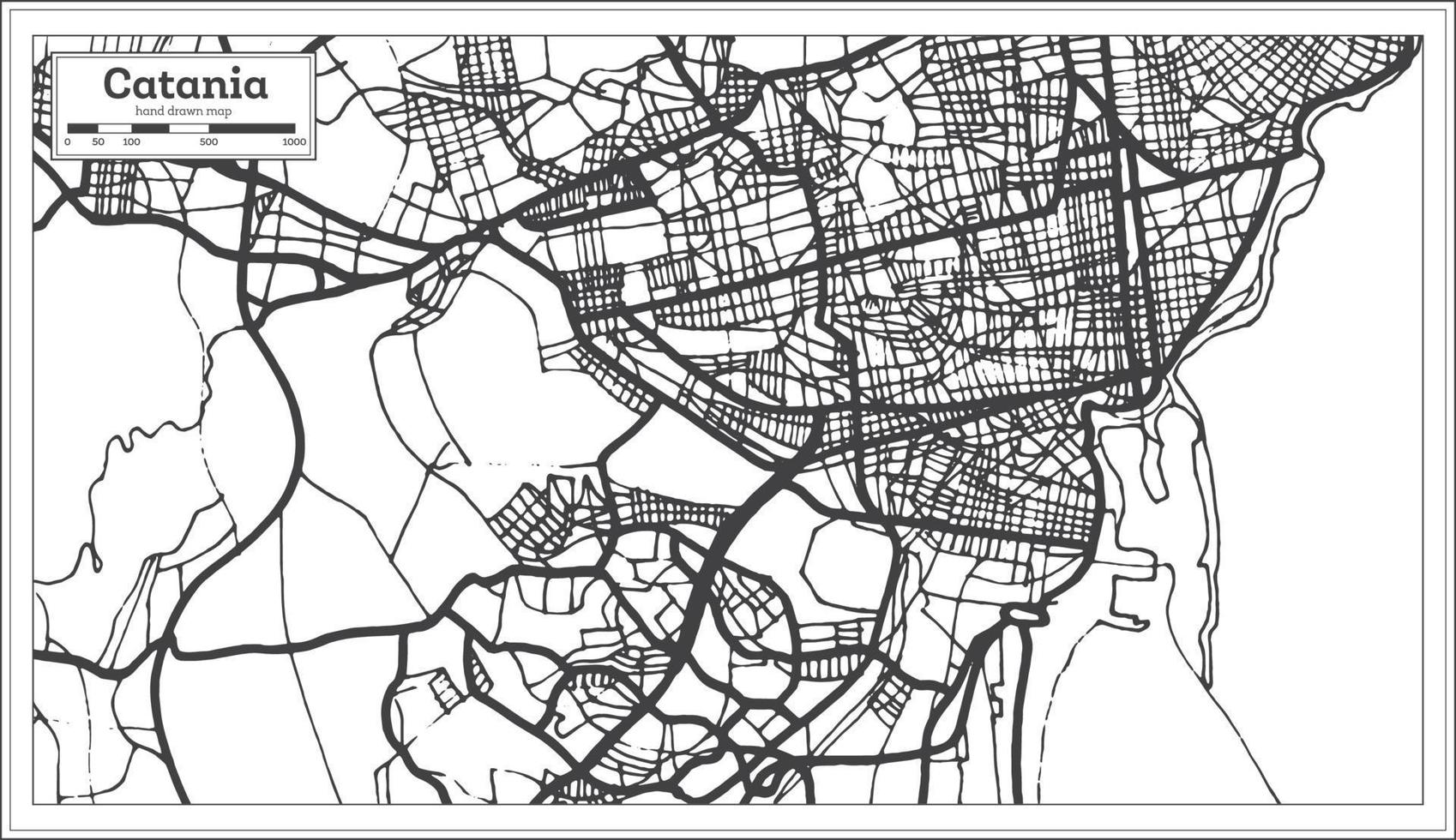 Catania Italy City Map in Retro Style. Outline Map. vector