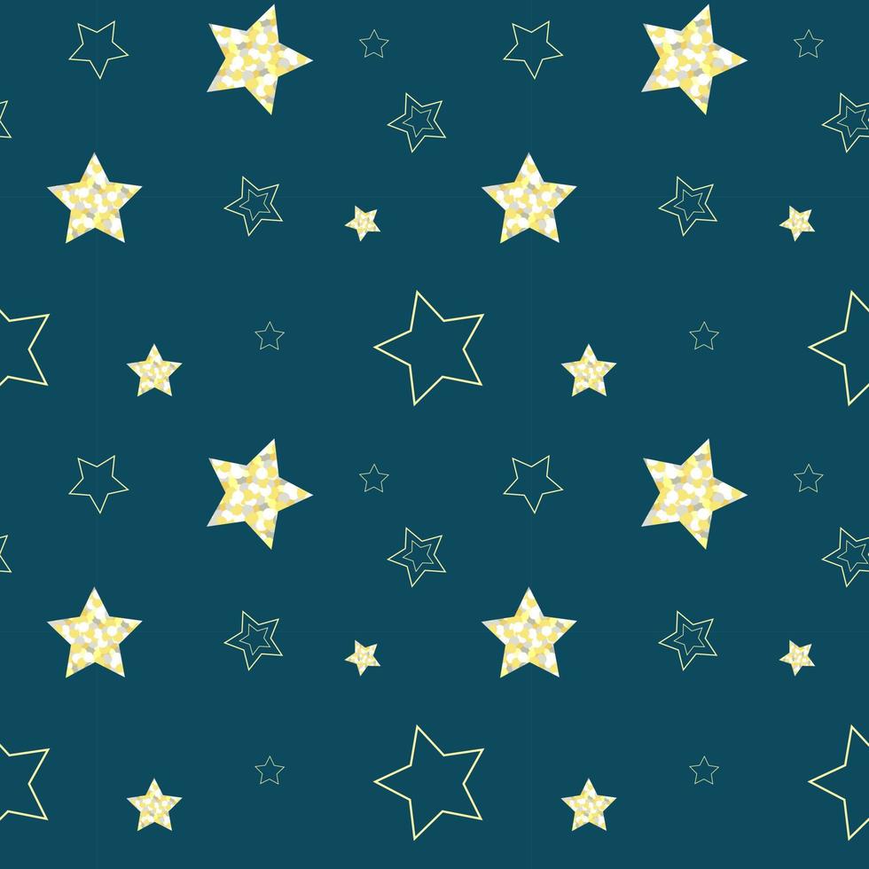 Stars gold pattern dark blue background. vector