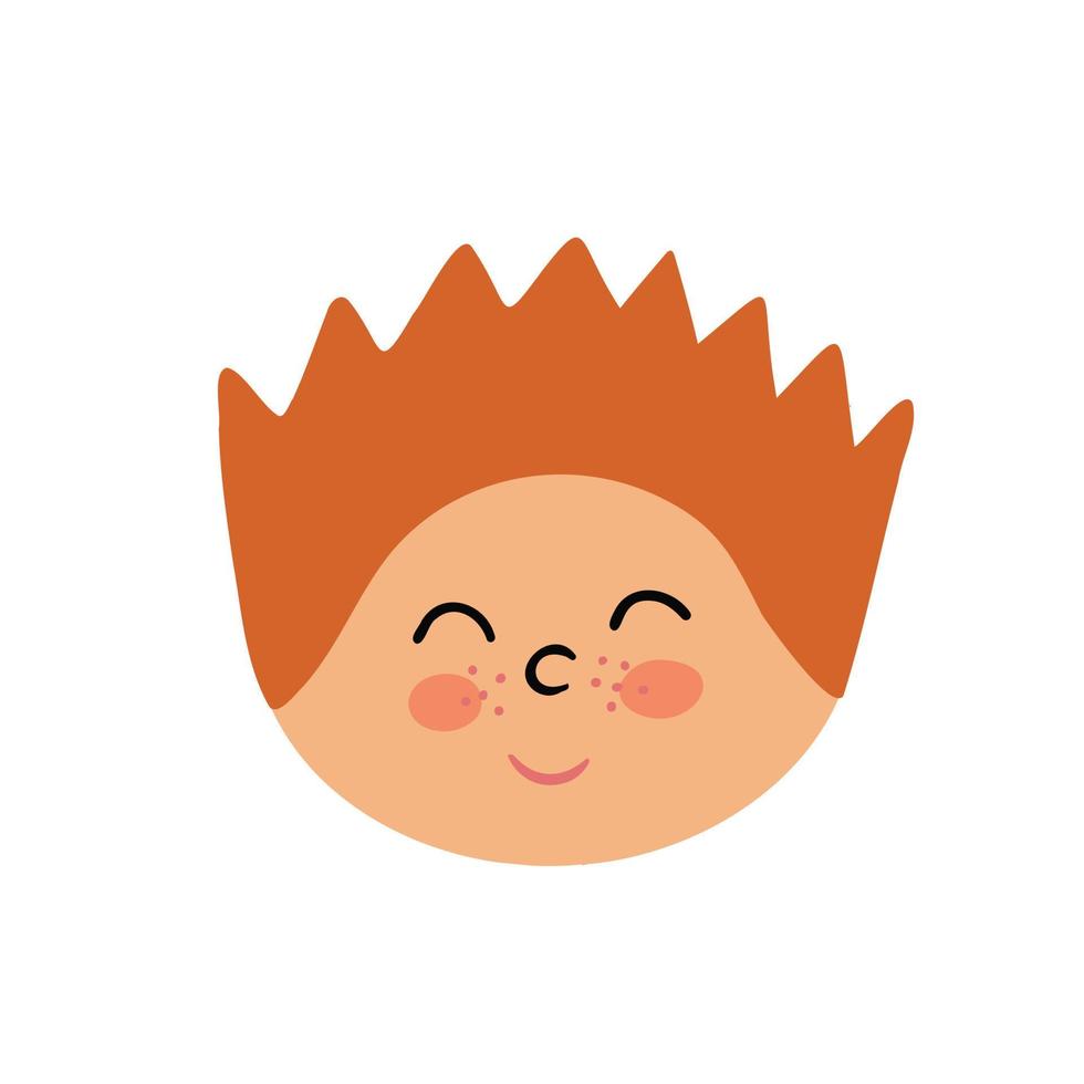 Boy with red hair, face. Illustration for printing, backgrounds, covers and packaging. Image can be used for greeting cards, posters, stickers and textile. Isolated on white background. vector
