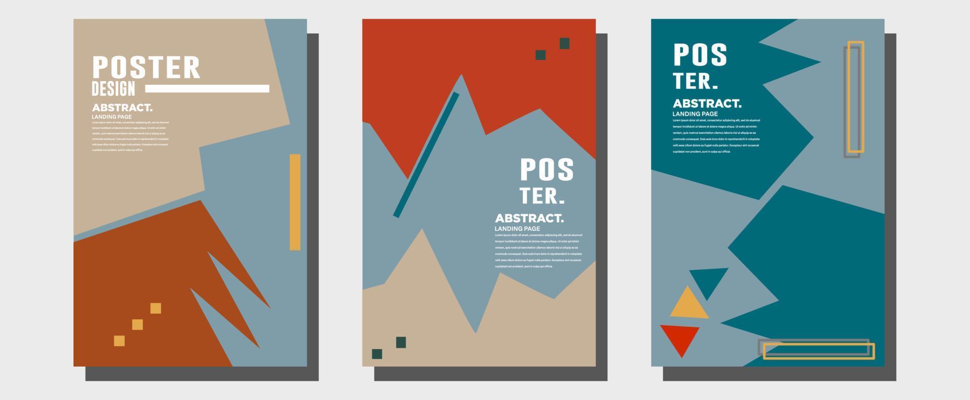 plantilla de diseño de póster de collage colorido abstracto. Diseño de portada geométrico y retro genial. fondo azul, amarillo, rojo, naranja, rosa y verde. banner vectorial y plantilla de póster vector