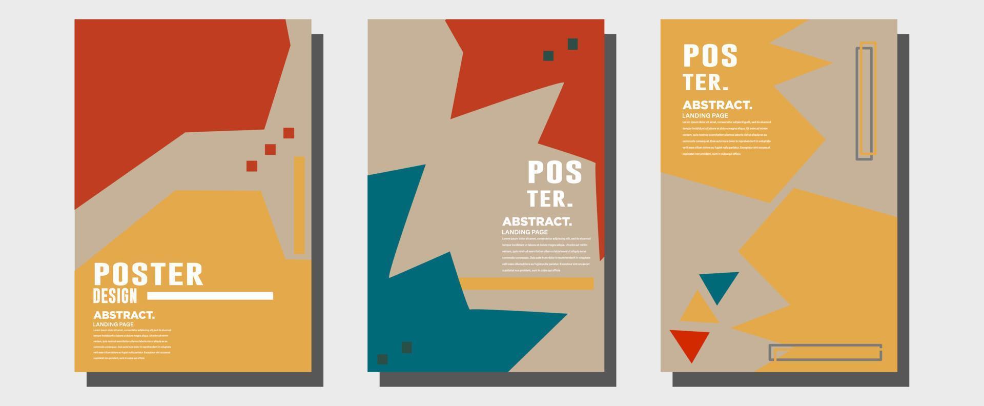 plantilla de diseño de póster de collage colorido abstracto. Diseño de portada geométrico y retro genial. fondo azul, amarillo, rojo, naranja, rosa y verde. banner vectorial y plantilla de póster vector