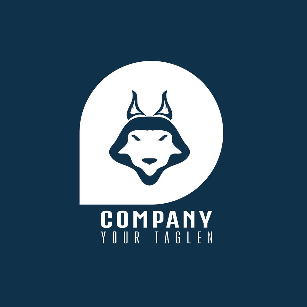 plantilla de diseño de logotipo, con icono de cabeza de lobo vector