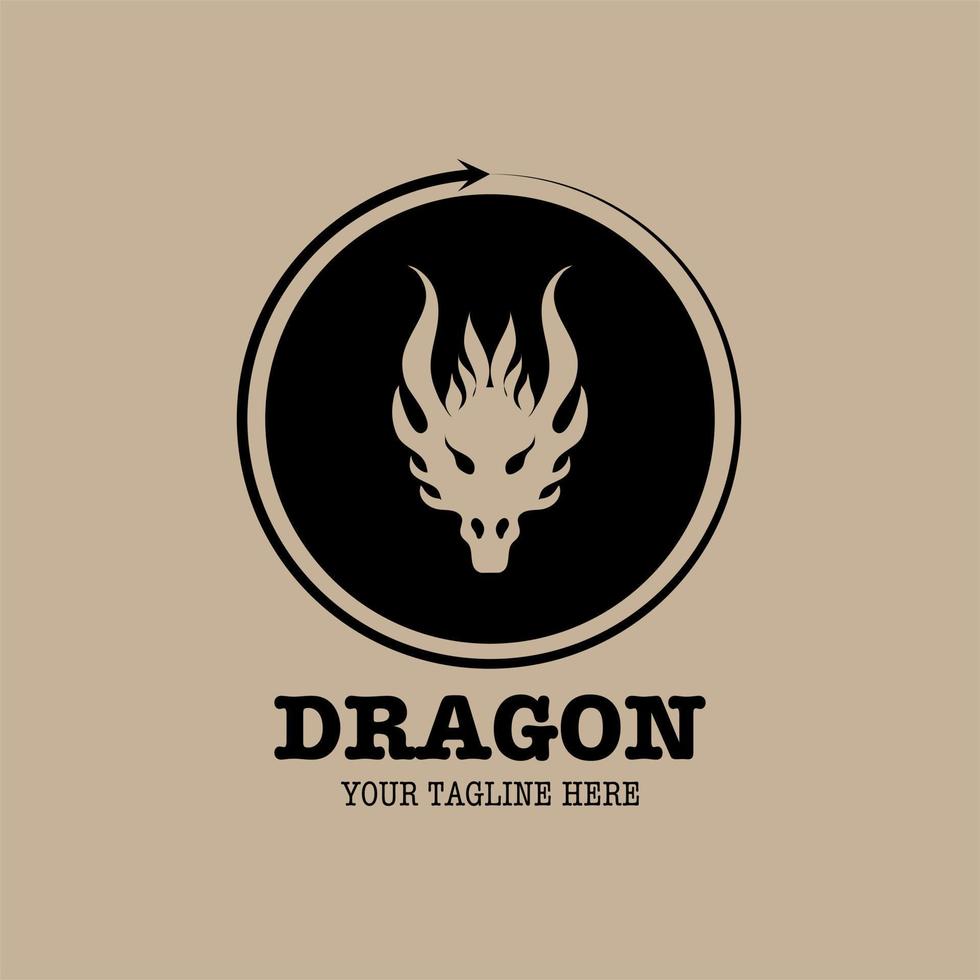 Logo design template, with dragon head icon in circle, shield vector