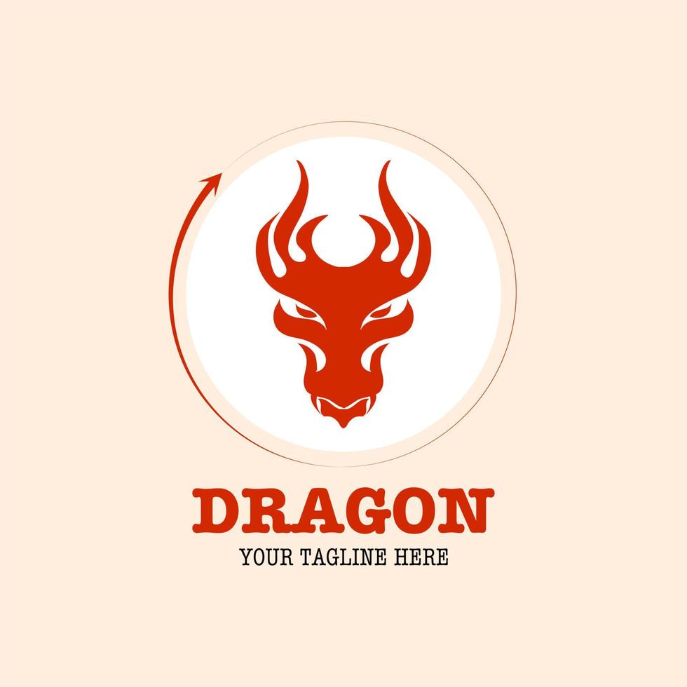 Logo design template, with dragon head icon in circle, shield vector