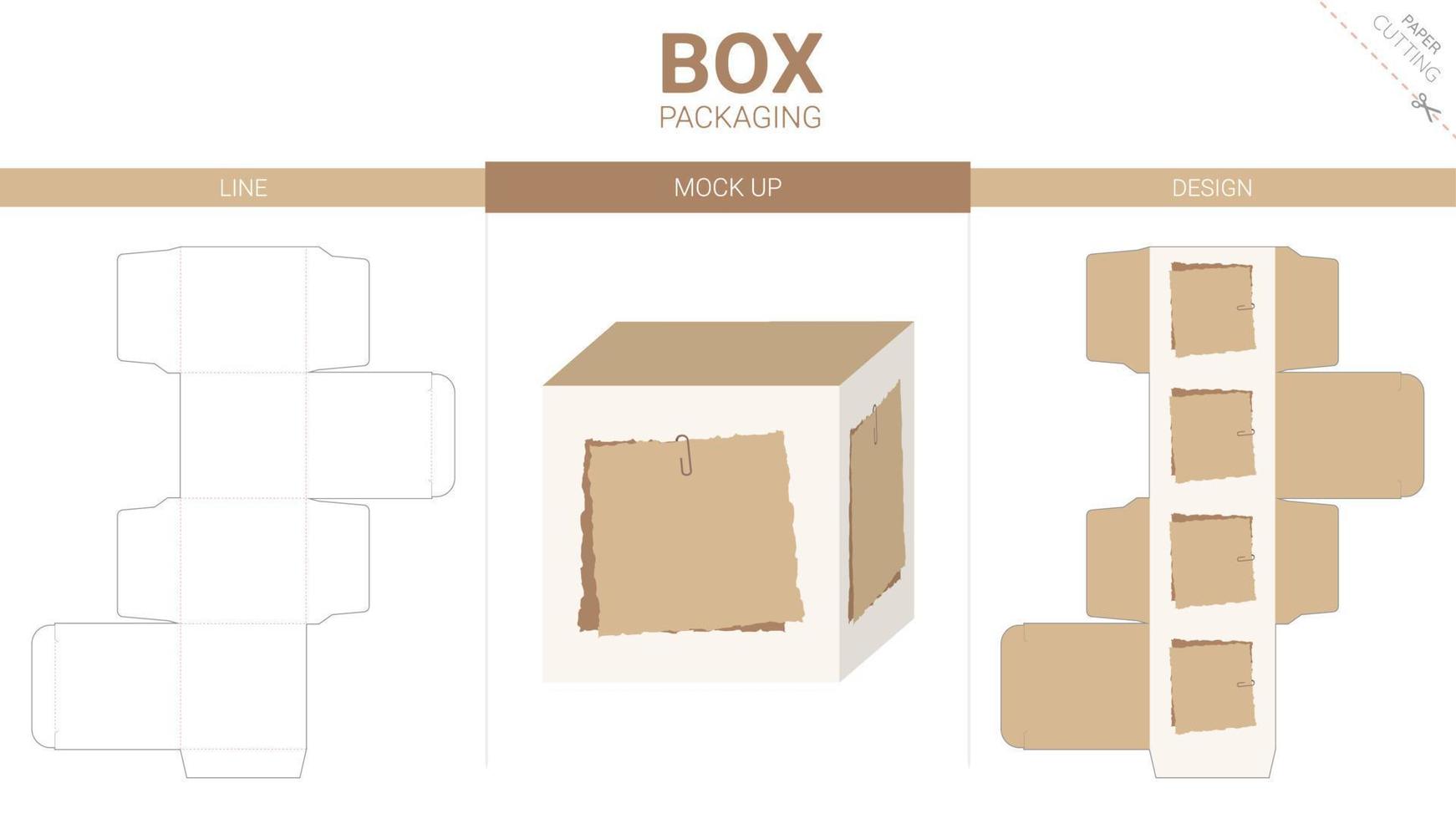 Box packaging and mockup die cut template vector