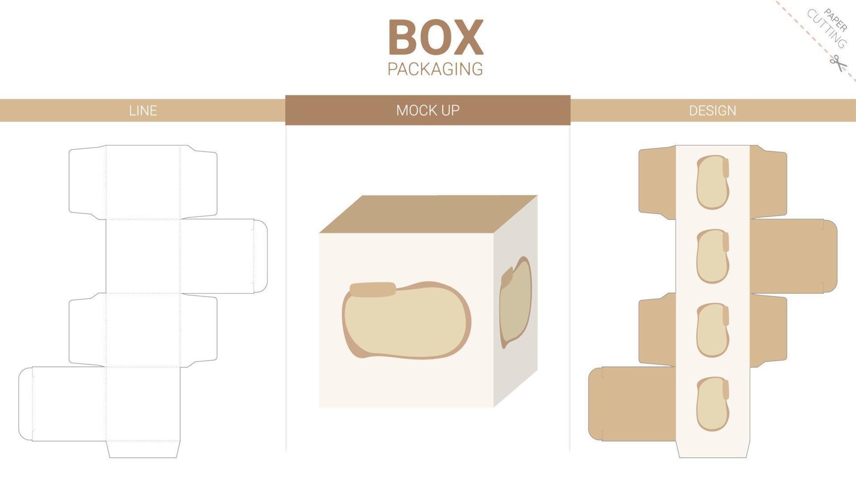 Box packaging and mockup die cut template vector