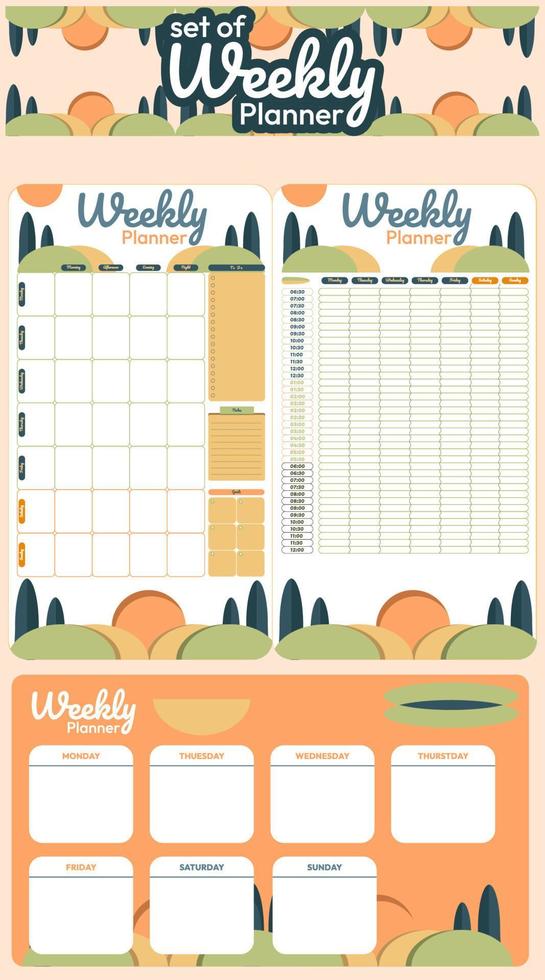 Weekly Planner Colorful Vector