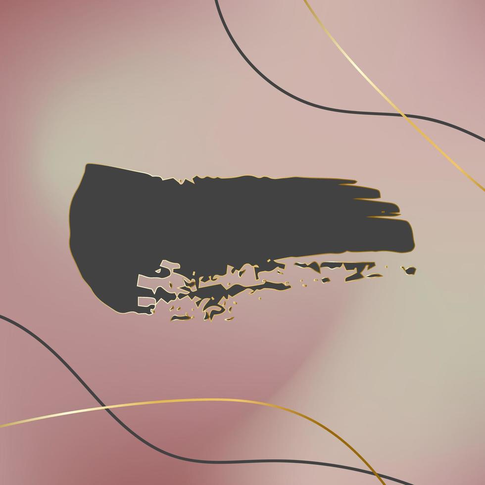 Vector hand drawn artistic design element, box, frame or background for text. Brush stroke with golden lines on mesh gradient background. Design elements for social media post, web banner template