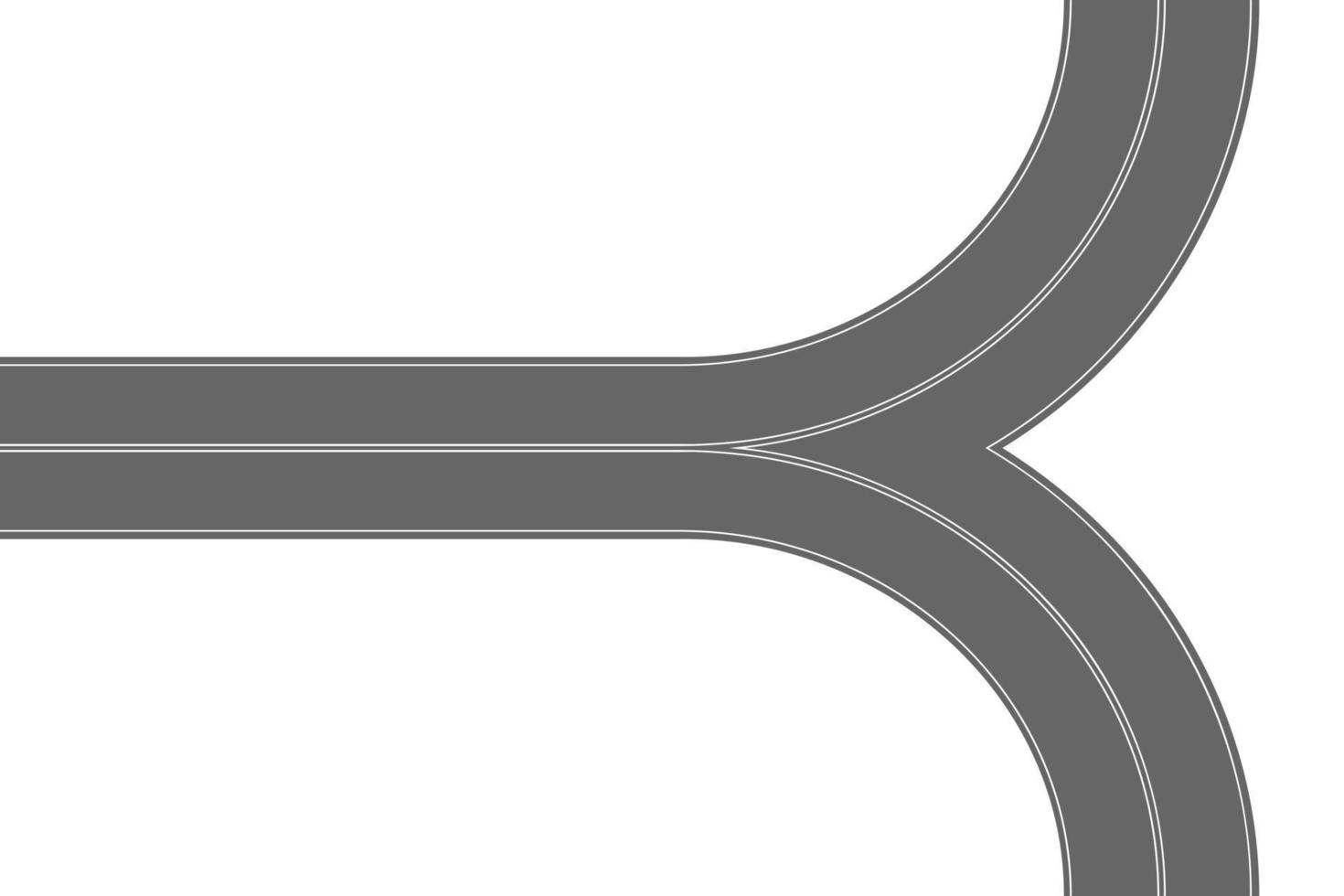 Asphalt road fork top view. Highway part with marking. Roadway element for city map vector