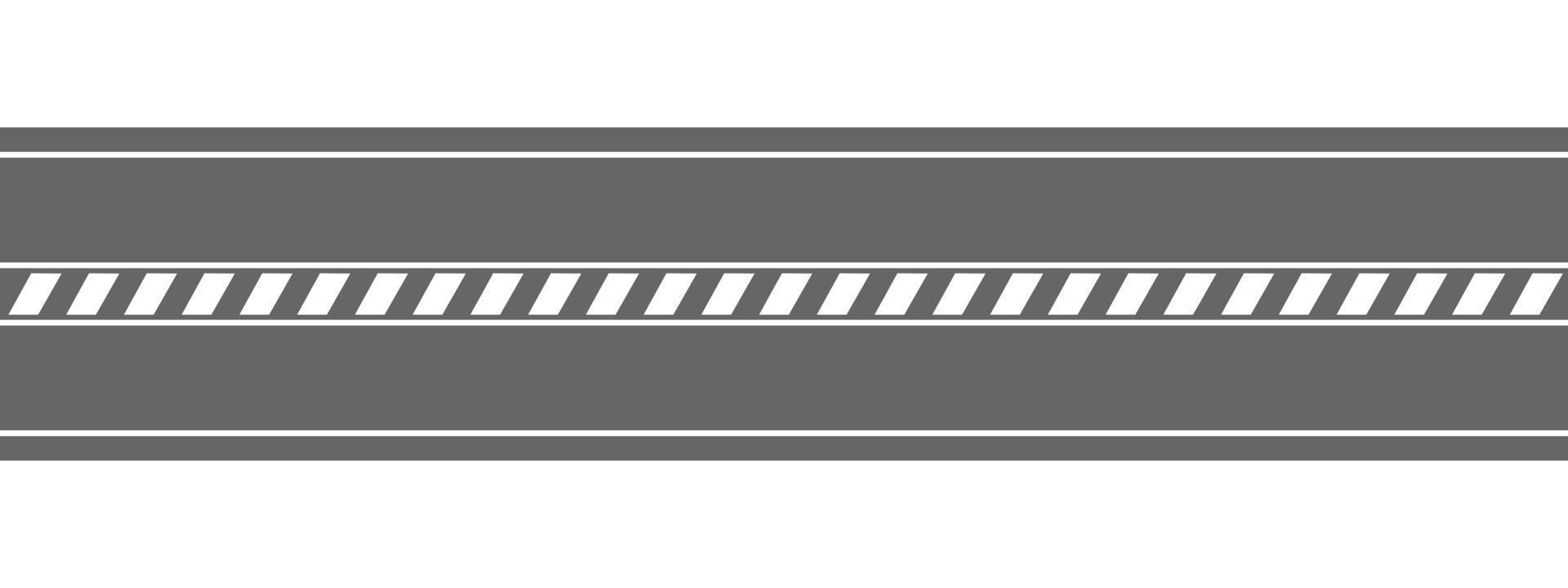 Empty straight road aerial view. Highway marking with diagonal stripes. Seamless horizontal roadway template. Traffic element of city map vector