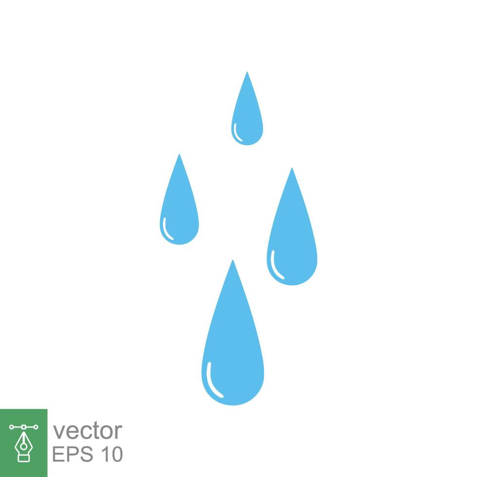 Water drops icon. Simple flat style. Raindrop, puddle, blue liquid, nature concept. Vector illustration design isolated on white background. EPS 10.