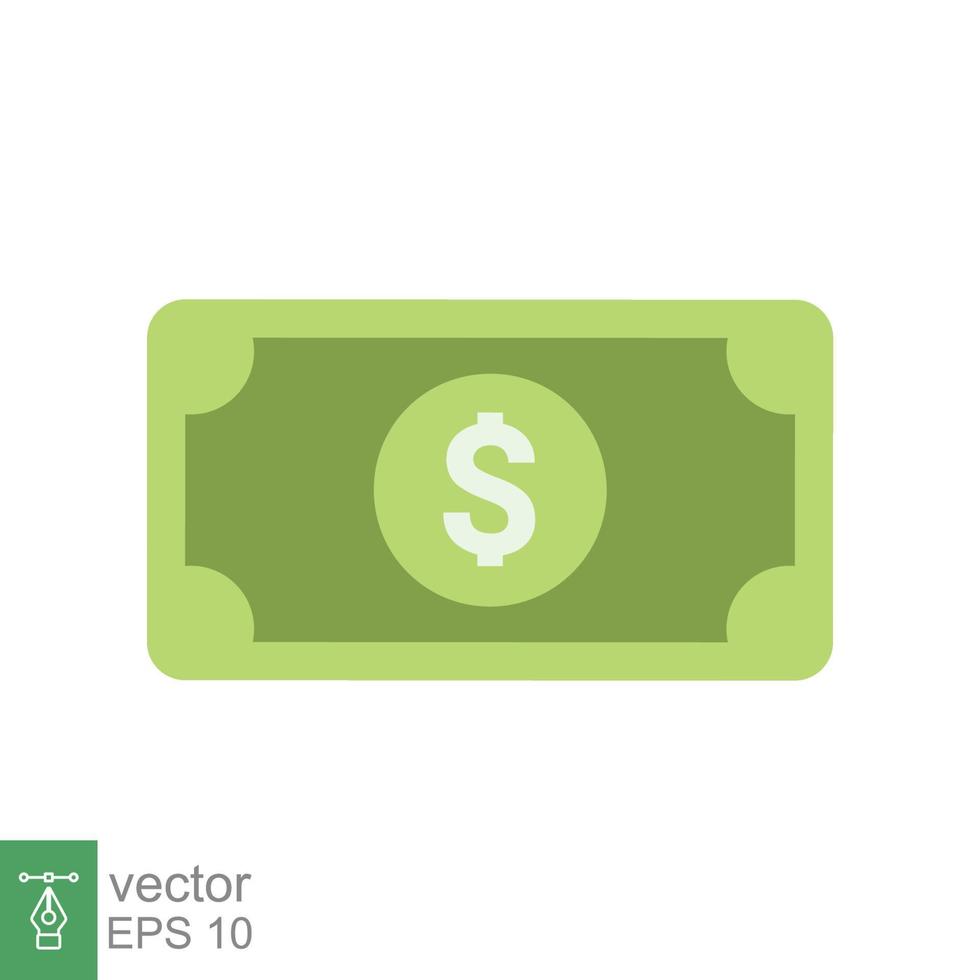 Dollar money currency icon. Simple flat style. Green dollar bill, paper money, cash payment, business concept. Vector Illustration design isolated on white background. EPS 10.