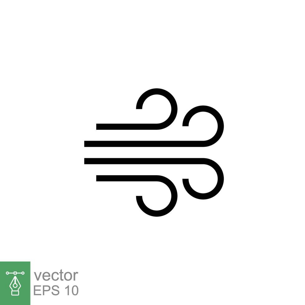 icono de viento estilo plano sencillo. golpe de aire, ventoso, nube oceánica, velocidad del viento, concepto de meteorología. símbolo sólido. diseño de ilustración vectorial aislado sobre fondo blanco. eps 10 vector