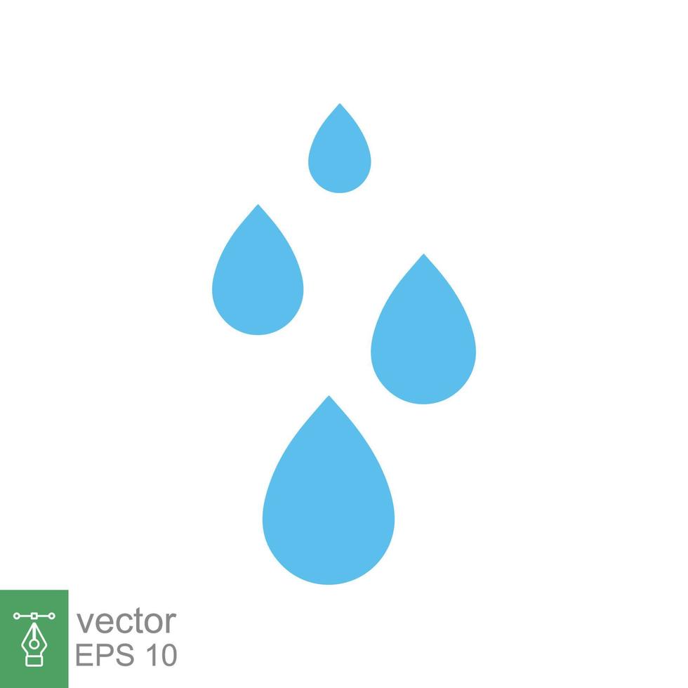 Water drops icon. Simple flat style. Raindrop, puddle, blue liquid, nature concept. Vector illustration design isolated on white background. EPS 10.