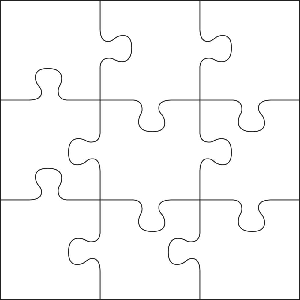 Premium Vector  Empty jigsaw puzzle grid template 3x2 shapes 6