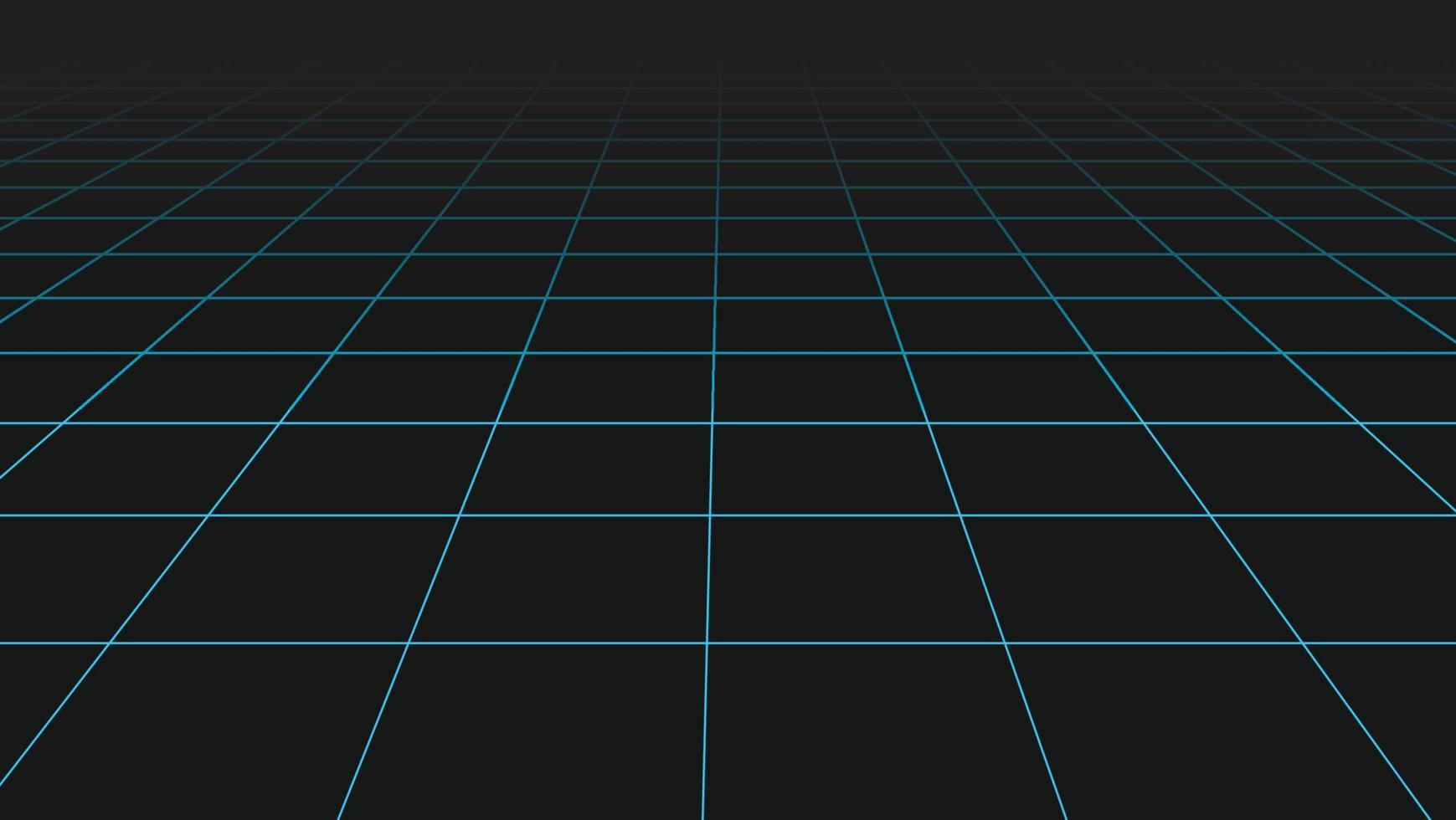 Perspective grid vector. 3D floor space, detailed blue lines on black background. Pattern design, line texture, interior template. EPS 10. vector