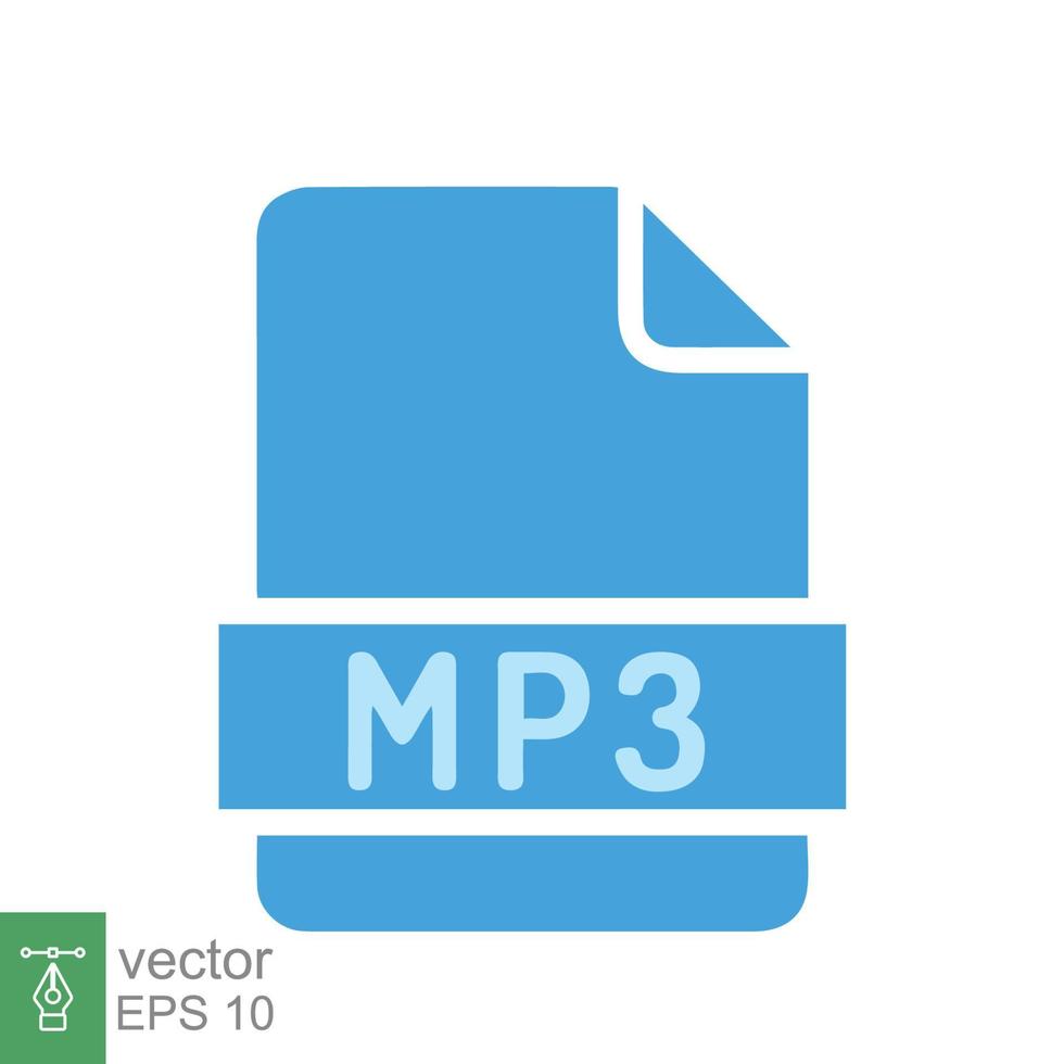 MP3 file icon. Simple flat style. Music format, sound download, audio concept. Vector illustration design isolated on white background. EPS 10.