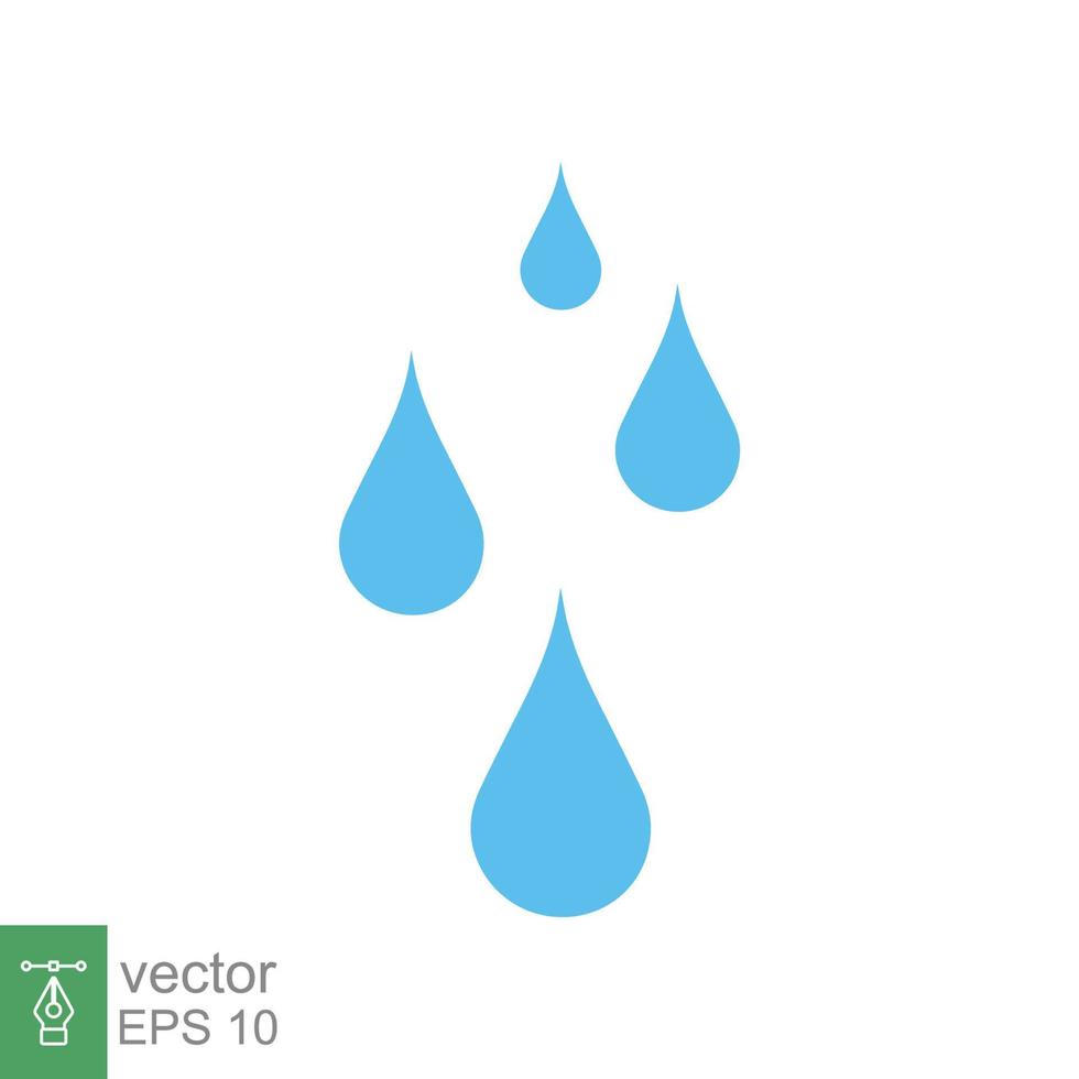 icono de gotas de agua. estilo plano sencillo. gota de lluvia, charco, líquido azul, concepto de naturaleza. diseño de ilustración vectorial aislado sobre fondo blanco. eps 10. vector