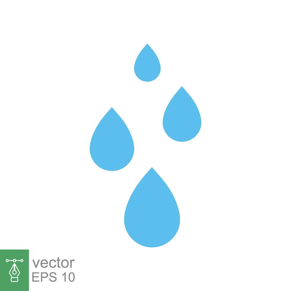 Water drops icon. Simple flat style. Raindrop, puddle, blue liquid, nature concept. Vector illustration design isolated on white background. EPS 10.