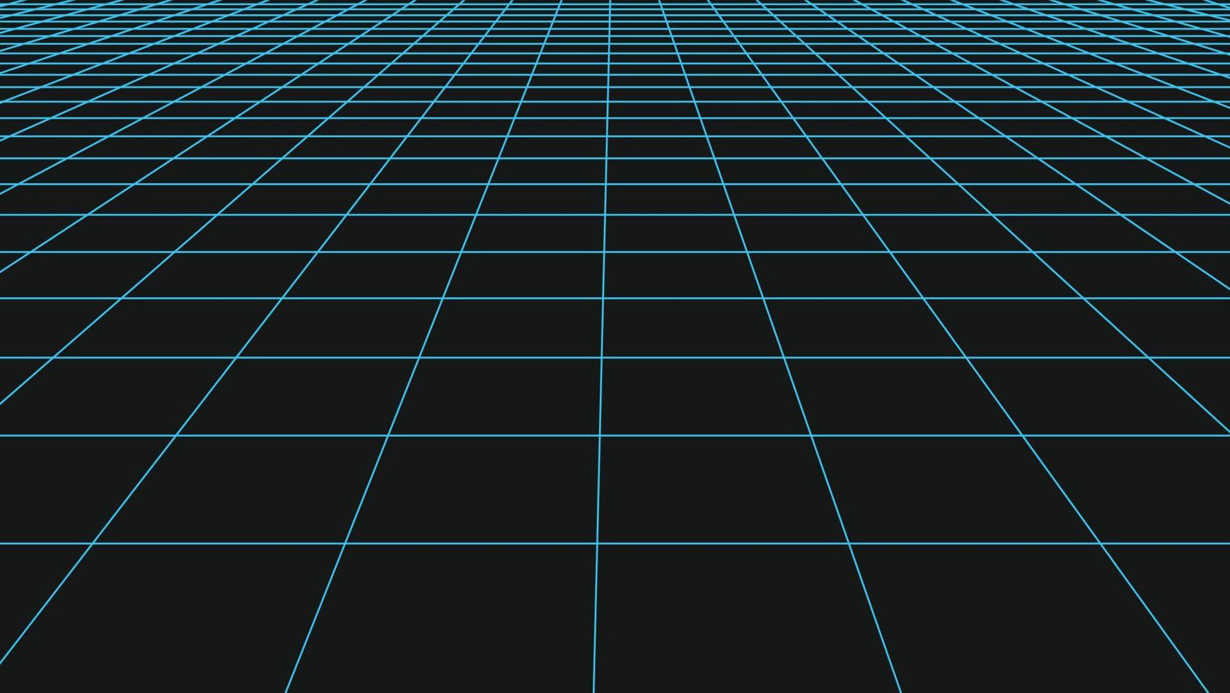 vector de cuadrícula de perspectiva. Espacio de piso 3d, líneas azules detalladas sobre fondo negro. diseño de patrón, textura de línea, plantilla interior. eps 10.