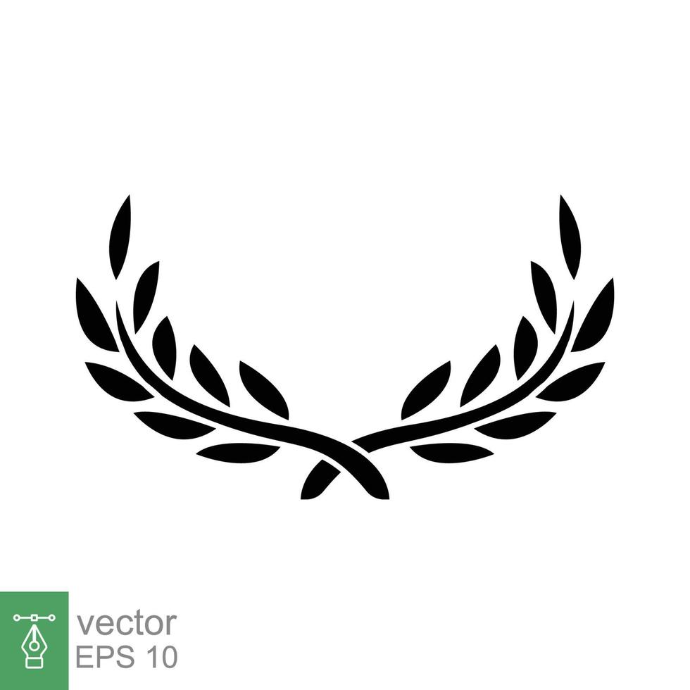 Laurel, wreath icon. Simple solid style. Symbol of victory, winner award, branch and leaves, roman concept. Silhouette sign. Glyph vector illustration design isolated on white background. EPS 10.