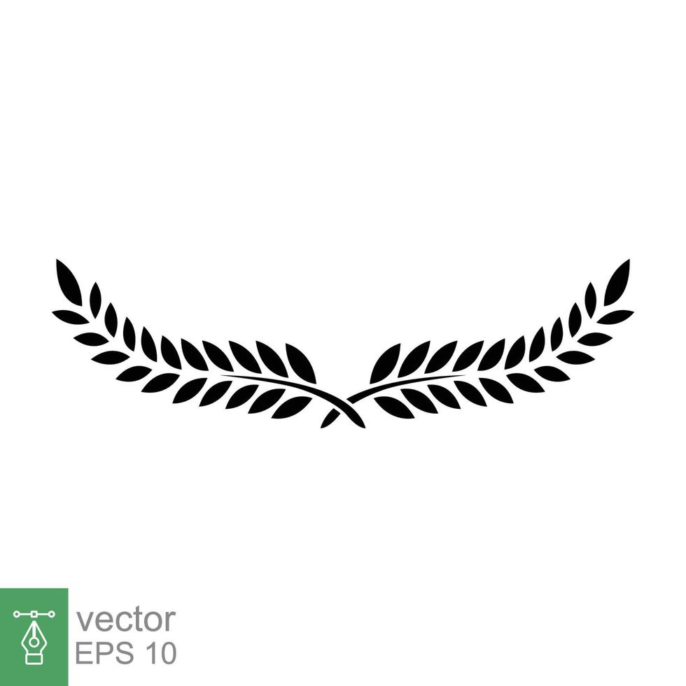 laurel, icono de corona. estilo sólido simple. símbolo de victoria, premio ganador, rama y hojas, concepto romano. signo de silueta. diseño de ilustración de vector de glifo aislado sobre fondo blanco. eps 10.