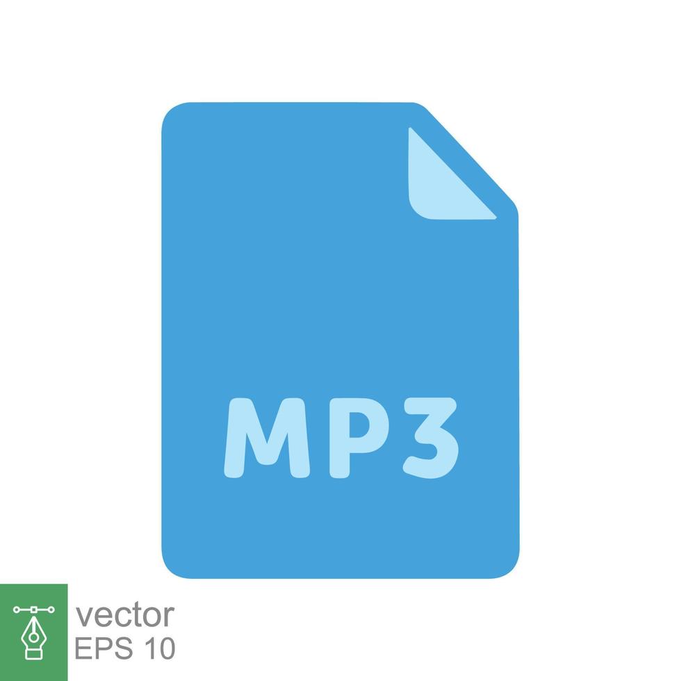 icono de archivo mp3. estilo plano sencillo. formato de música, descarga de sonido, concepto de audio. diseño de ilustración vectorial aislado sobre fondo blanco. eps 10. vector