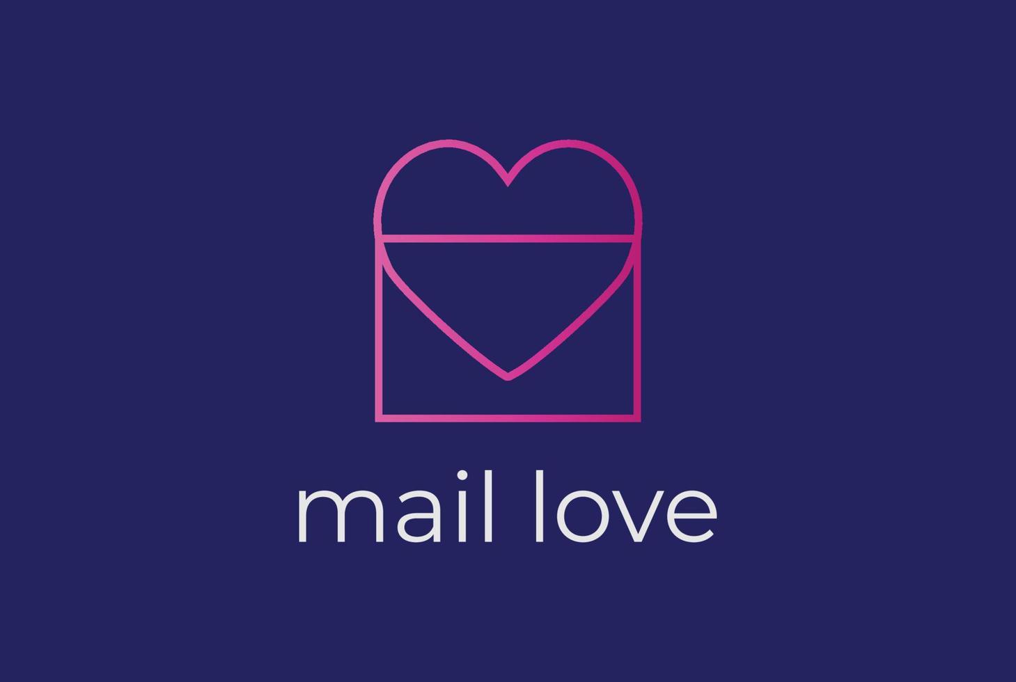Letter Mail with Heart Love Line Outline Logo Design Vector