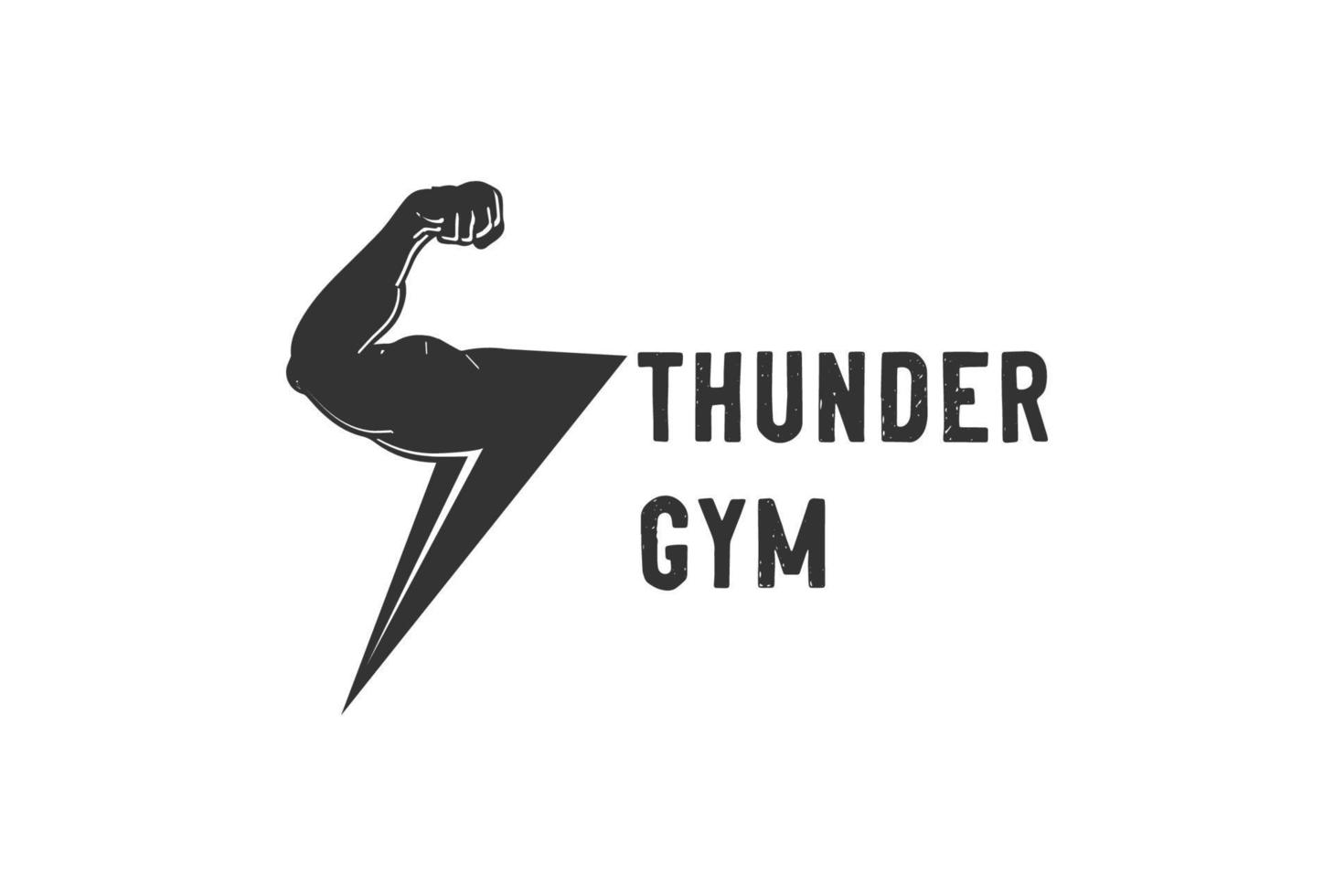 Strong Muscular Hand Bicep with Zeus Thunderbolt Electric Light for Gym Fitness Sport Logo vector