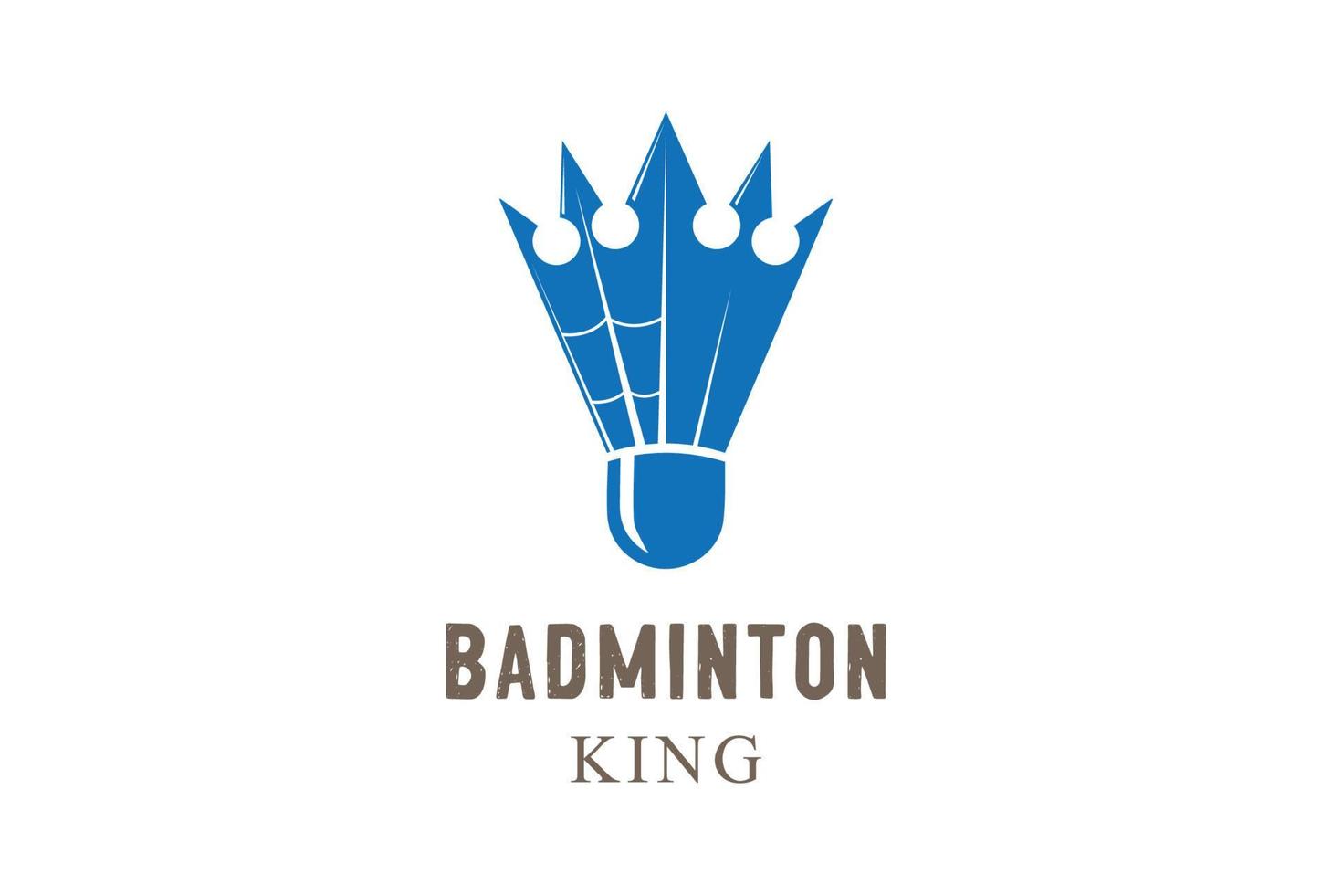 Volante de la corona del rey y la reina para el logotipo del club deportivo de competición del torneo de bádminton vector