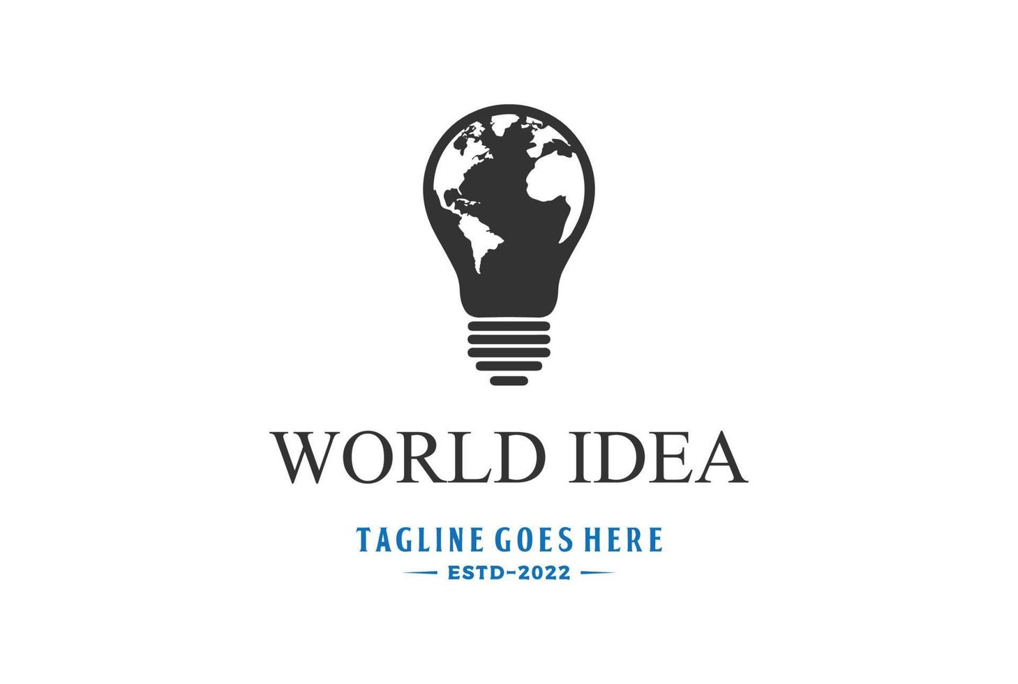 bombilla eléctrica de luz vintage mapa del globo terráqueo para el diseño del logotipo de innovación de la idea del medio ambiente vector