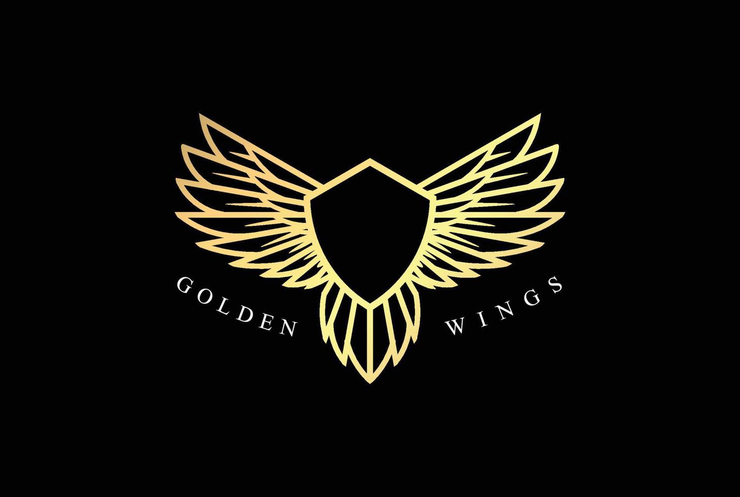 diseño de logotipo de escudo de alas de halcón de halcón de fénix de águila dorada de lujo vector
