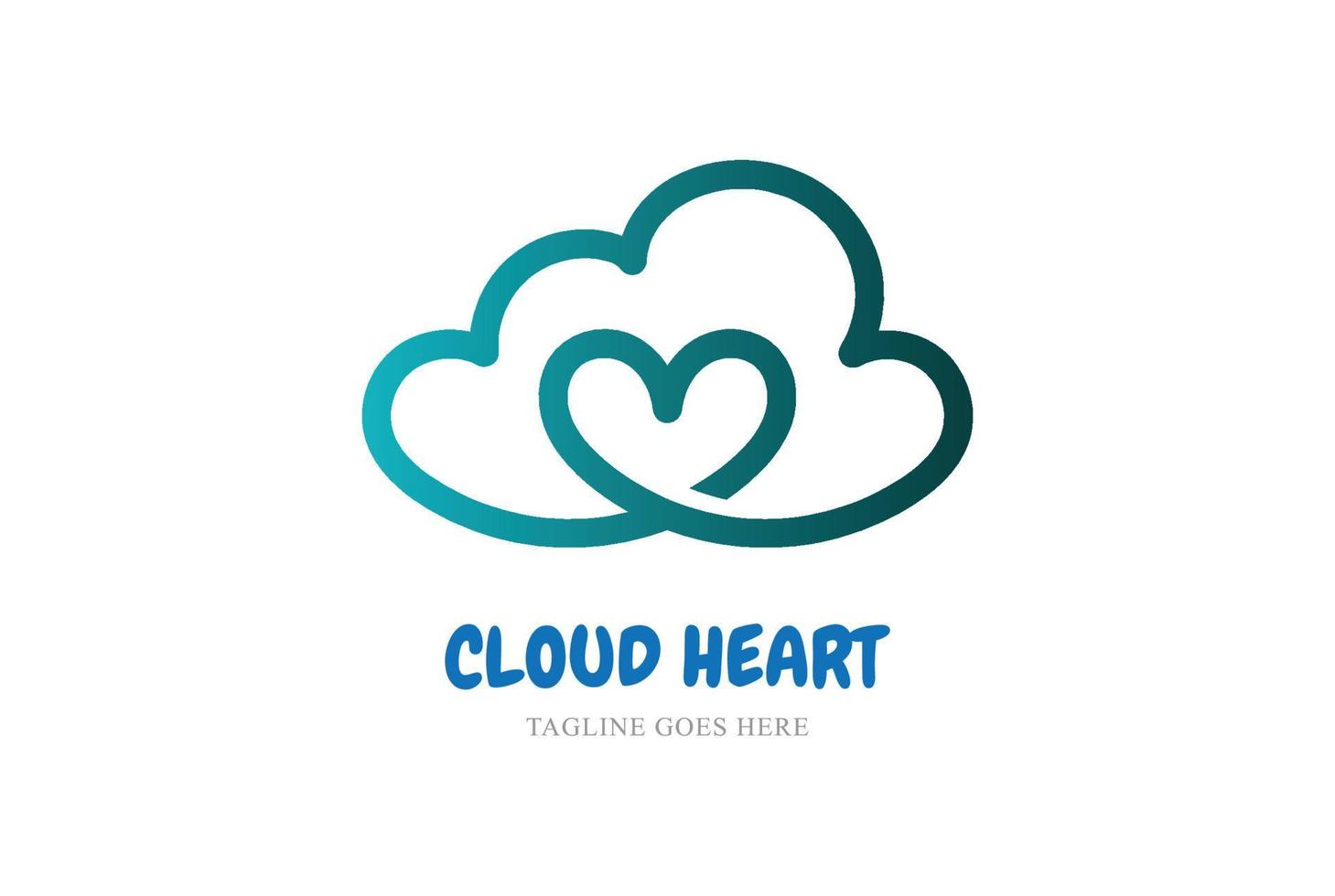 Simple Minimalist Cloud Love Heart Line Outline Logo Design Vector