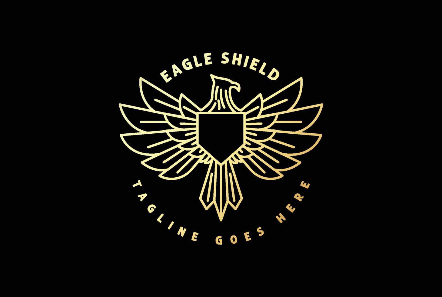 Golden American Eagle Hawk Falcon Phoenix Bird Badge Emblem Logo Design Vector
