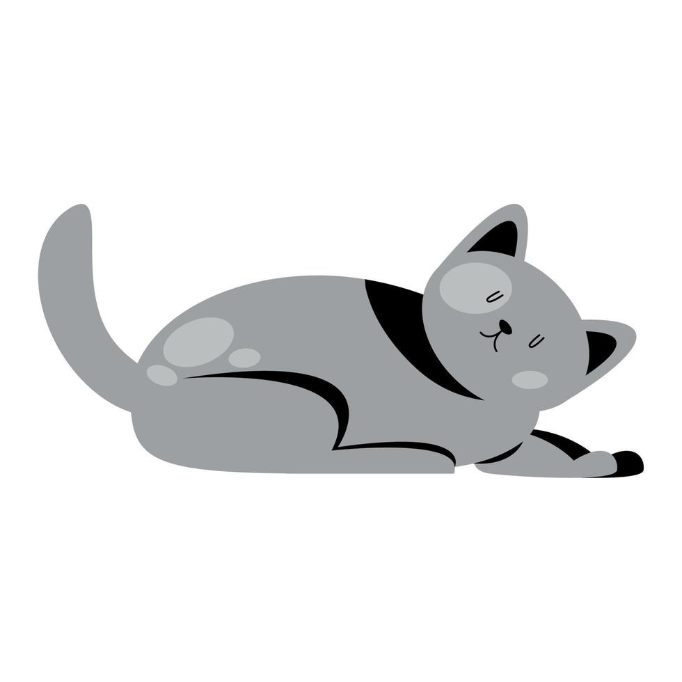 lindo gato gris mintiendo vector