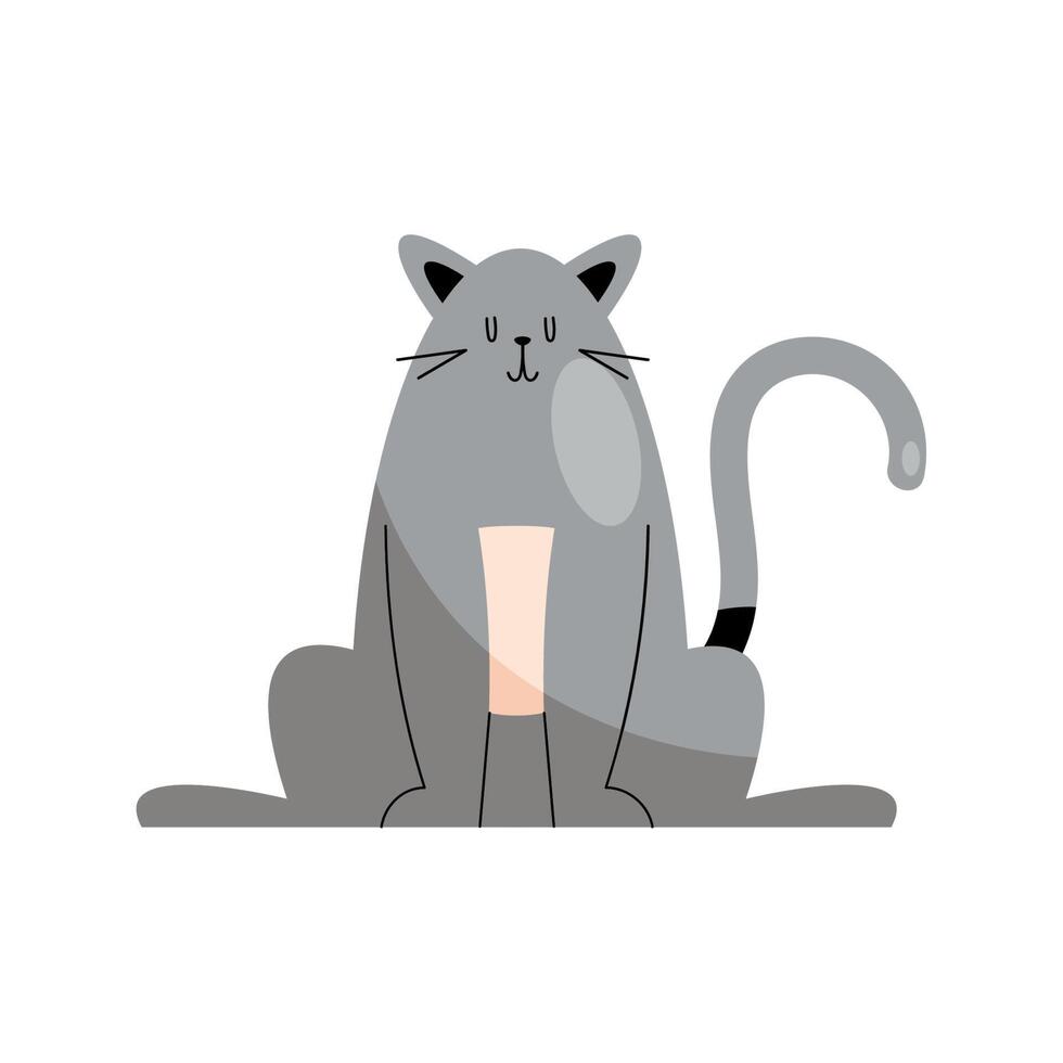 cute gray cat seated vector
