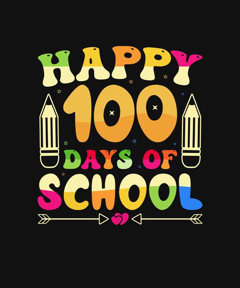 Vector de plantilla de diseño de camiseta de cita de 100 días de escuela