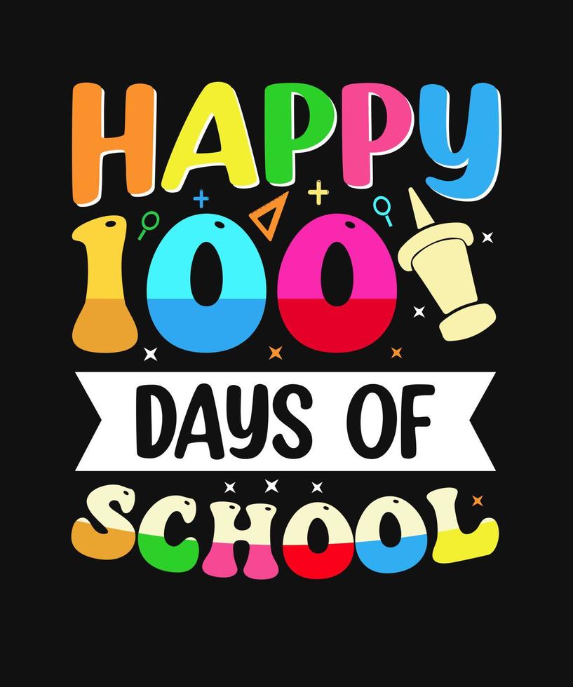 Vector de plantilla de diseño de camiseta de cita de 100 días de escuela