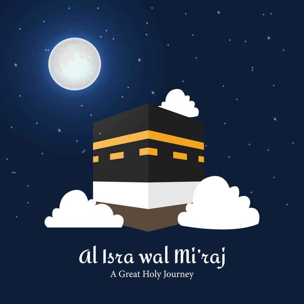 Al-Isra wal Mi'raj The night journey Prophet Muhammad. Al quds and Mecca vector