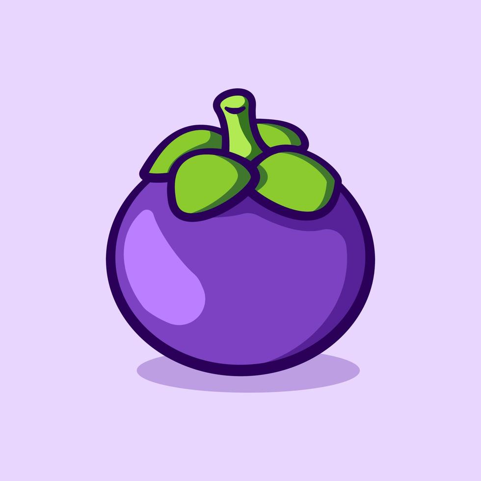 mangosteen illustration concept in cartoon style vector